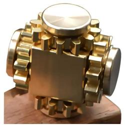 Pure Brass Fidget Cube Gears Linkage Fidget Toy Metal DIY EDC Focus Meditation Break Bad Habits ADHD (Brass)