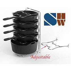 7 Adjustable Compartments Pan and Pot Lid Organizer Rack Holder, Chrome