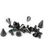 NYKKOLA 100Pcs/Set 9.5mm Silver Cone Spikes Screwback Studs DIY Craft Cool Rivets Punk - Black