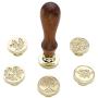 Wax Seal Stamp Set,Yoption 6 Pieces Sealing Wax Stamps Copper Seals + Wooden Hilt, Vintage Classical Initial Seal Wax Stamp Kit with Gift Box (Sunflower+Tree of Life+Bee+with Love+Rosemary+Leaves)