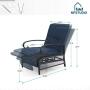 MFSTUDIO Patio Recliner Chair Metal Adjustable Back Outdoor Lounge Chair with 100% Olefin Cushion (Navy Blue)