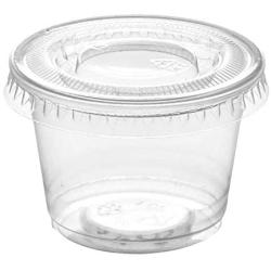 [200 Sets - 1 oz.] Plastic Disposable Portion Cups with Lids, Souffle Cups