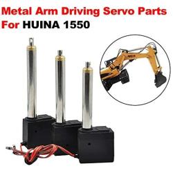 HUANRUOBAIHUO 3 Pcs DIY Upgrade Metal Arm Driving Servo Parts for HUINA 1550 RC Crawler Car 15CH 2.4G 1:14 RC Metal Excavator Metal Arm Part Quadcopters Accessories (Color : with servo)