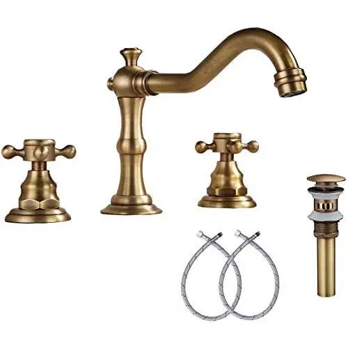 GGStudy 8 inch 2 Handles 3 Holes Widespread Bathroom Sink Faucet Antique Brass Bathroom Vanity Faucet Basin Mixer Tap Faucet Washingroom Faucet Matching Metal Pop Up Drain with Overflow GGStudy 8 inch 2 Handles 3 Holes Widespread Bathroom Sink Faucet Antique Brass Bathroom Vanity Faucet Basin Mixer Tap Faucet Washingroom Faucet Matching Metal Pop Up Drain with Overflow