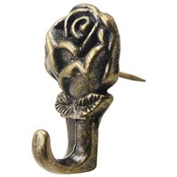 Rose Shape Push Pin Hangers Wall Hooks (24 - Pack， Antique Brass)