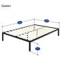 Olee Sleep 14 Inch Modern Metal Platform Bed Frame / Mattress Foundation / Wood Slat Support / No Box Spring Needed, Queen, Black