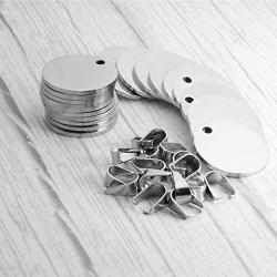 TSJ Stamping Blanks Silver Round Metal Charms 20 Pack, Stainless Steel Blank Stamping Tags with Hole, 1 Inch (25mm) Punched Circle Disc Pendants for Necklace Bracelet Pet ID Name Tags DIY Handicrafts