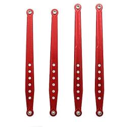 Machined Metal Front & Rear Suspension Links Linkage Rod for AXIAL SCX10 Electric 4WD Jeep Wrangler 4-Pack RC Car Hop-up Parts (Red)