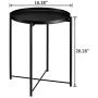 HollyHOME Tray Metal End Table, Sofa Table Small Round Side Tables, Anti-Rust and Waterproof Outdoor & Indoor Snack Table, Accent Coffee Table,（H） 20.28'' x（D） 16.38'', Frosted Black