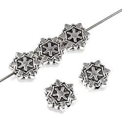 Silver Snowflake Beads, Metal Christmas Holiday Bead 10mm 25/Pkg