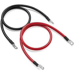 Spartan Power 4 AWG 3 Foot Battery Cable Set Four Gauge Wire Made in America 3 FT with 3/8'' Ring Terminals