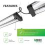 Sunco Lighting 2 Pack Industrial LED Shop Light, 4 FT, Linkable Integrated Fixture, 40W=260W, 5000K Daylight, 4000 LM, Surface + Suspension Mount, Pull Chain, Utility Light, Garage- Energy Star
