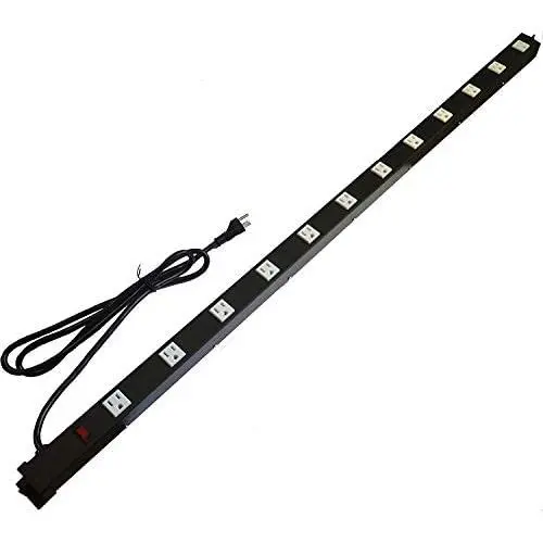 Opentron OT4126 Heavy Duty Metal Surge Protector Power Strip with Mounting Parts - 4 Feet 12-Outlet 6 Feet Power Cord