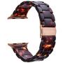 V-MORO Resin Strap Compatible with Apple Watch Band 38mm 40mm Series SE/6/5/4/3/2/1 Women Men with Stainless Steel Buckle, Apple Watch Replacement Wristband Strap(Tortoise-tone, 38mm/40mm)