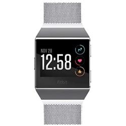 Aiiko Compatible with Fitbit Ionic Bands, Metal Stainless Steel Large Size Strap,Smooth Comfortable Adjustable Closure Wrist Sport Band Replacement for Fitbit Ionic Smart Watch - Silver