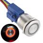 APIELE 22mm Latching Push Button Switch 12V DC Angel Eye LED Waterproof Stainless Steel Round Metal Self-Locking 7/8 1NO 1NC (Red)