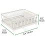 mDesign Large Metal Wire Kitchen Countertop, Sink Dish Drying Rack - Removable Plastic Cutlery Tray, Drainboard with Adjustable Swivel Spout - 3 Pieces - Satin/Clear Frost