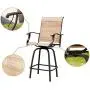 LOKATSE HOME 2 Piece Swivel Bar Stools Outdoor High Patio Chairs Furniture with All Weather Metal Frame