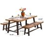 Christopher Knight Home 298403 Bowman Wood Outdoor Picnic Table Set | Perfect for Dining, Brown + Black Rustic Metal