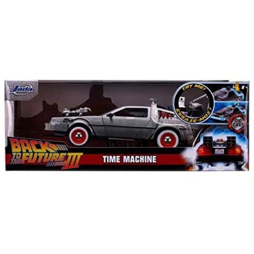 Back to The Future Part III 1:24 Time Machine Die-cast Car Light Up Feature, Toys for Kids and Adults