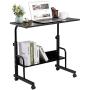 GAJOO Mobile Side Table, Mobile Laptop Desk Cart Tray Table Adjustable Sofa Side Bed Table Portable Desk with Wheels Student Laptop Desk (Black) 