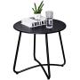 Patio Side Table Outdoor, Small Round Metal Side Table Waterproof Portable Coffee Table End Table for Garden, Porch, Balcony, Yard (Black)
