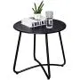 Patio Side Table Outdoor, Small Round Metal Side Table Waterproof Portable Coffee Table End Table for Garden, Porch, Balcony, Yard (Black)