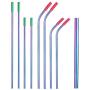 Eskyhouse Rainbow Colorful Stainless SteelStraws, 9Pcs Assorted Reusable Metal Drink Straws With Ultra Wide Metal Straw For Yeti 20oz 30oz 40oz Tumblers 8 Silicone tips 1 Pouch