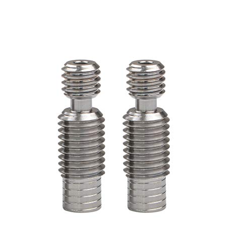 Pack of 2pcs 3D Printer Super Smooth Titanium Alloy V6 Heat Break All Metal Thermal Barrel Feeding Tube V6 Heatbreak Throat for 1.75MM V6 HOTEND and Titan Aero Extruder use