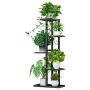 Flower Plant Stand Indoor 5 Tier Metal Plant Stand Flower Pots Stander Display Pots Holder (Black)