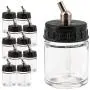 Master Airbrush (Pack of 10) TB-002 Empty 3/4 Ounce (22cc) Glass Jar Bottles with 30° Down Angle Adaptor Lid Assembly - Fits Dual-Action Siphon Feed Airbrushes, Use with Master, Badger, Paasche, Iwata Master Airbrush (Pack of 10) TB-002 Empty 3/4 Ounce (22cc) Glass Jar Bottles with 30° Down Angle Adaptor Lid Assembly - Fits Dual-Action Siphon Feed Airbrushes, Use with Master, Badger, Paasche, Iwata