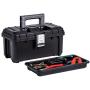 Husky 16 in. Plastic Tool Box with Rugged Metal Latch (1.6 mm) and Ample Storage Capabilities in Black, Tool Box Organizer Heavy Duty, Durable Polypropylene, Easy to Grip, Impact Resistant Plastic