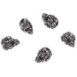 PH PandaHall 10pcs 4mm Stainless Steel Skull Spacer Beads Metal Large Hole Beads Antique Silver European Beads Charms Findings for Necklace Bracelets Earrings Jewelry Making 15.5x11x11.5mm