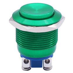 Twidec / 19mm Waterproof Green Metal Shell Momentary Raised Top Push Button Switch 3A/12~250V SPST 1NO Start Button for car Modification Switch（Quality Assurance for 1 Years） M-19-G-G