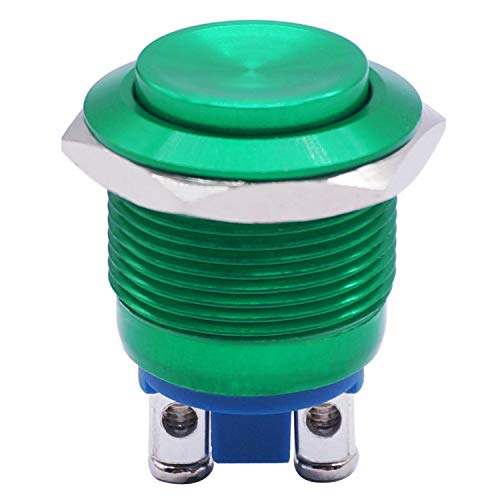 Twidec / 19mm Waterproof Green Metal Shell Momentary Raised Top Push Button Switch 3A/12~250V SPST 1NO Start Button for car Modification Switch（Quality Assurance for 1 Years） M-19-G-G