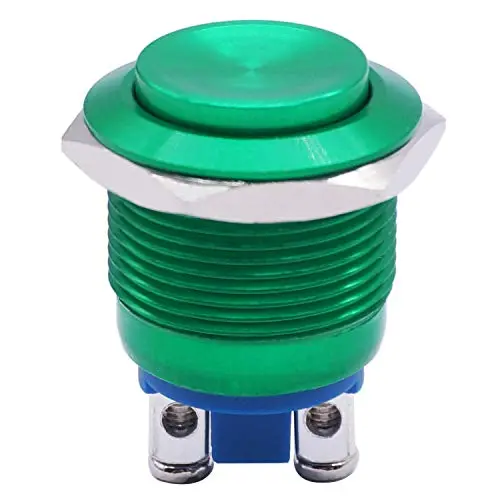 Twidec / 19mm Waterproof Green Metal Shell Momentary Raised Top Push Button Switch 3A/12~250V SPST 1NO Start Button for car Modification Switch（Quality Assurance for 1 Years） M-19-G-G