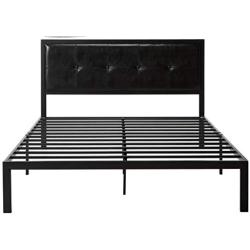Zinus Cherie Faux Leather Classic Platform Bed Frame with Steel Support Slats, Queen
