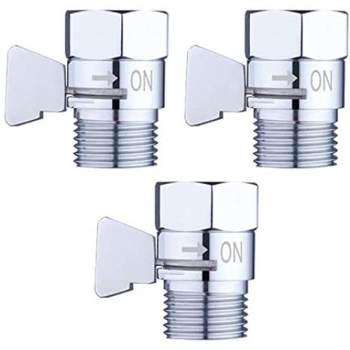 Shower Head Flow Control Valve G1/2 Brass Shut-off Valve with Metal Handle Lever Shower Head Valve Water Flow Control Valve Regulator Shut OFF Valve for Hand Shower, or Bidet Sprayer-Polished Chrome