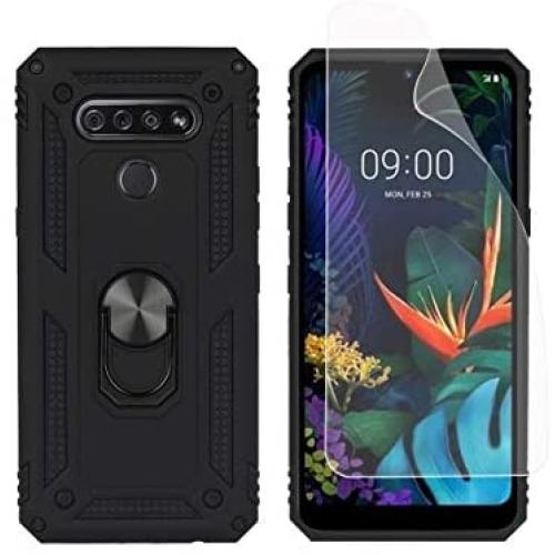 SWP for LG K51 Case,LG Reflect Case,LG Q51 Case,Dual Layer Shock-Absorption Armor Cover,Full-Body Protective Case with Metal Ring Holder Kickstand for LG K51 (Black)