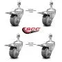 Polyurethane Swivel Threaded Stem Caster Set of 4 w/3'' x 1.25'' Gray Wheels and 1/2'' Stems - Includes 4 with Total Lock Brakes - 1000 lbs Total Capacity - Service Caster Brand Polyurethane Swivel Threaded Stem Caster Set of 4 w/3'' x 1.25'' Gray Wheels and 1/2'' Stems - Includes 4 with Total Lock Brakes - 1000 lbs Total Capacity - Service Caster Brand