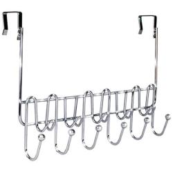 DecoBros Supreme Over The Door 11 Hook Organizer Rack, Chrome Finish