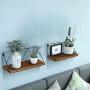 EdenseeLake Floating Wall Shelves Set of 2, Wood Storage Shelf with Metal Brackets for Bedroom, Bathroom, Living Room, Kitchen and Office