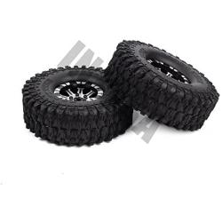 INJORA 120MM Tires & Metal Alloy Beadlock Wheels for 1/10 RC Crawler,1.9 inch Wheel & Tires Set for Traxxas TRX4 Axial SCX10 D90