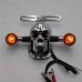HTTMT- Chrome Smoke Metal Skull Brake Tail Light Signal Compatible with Bobber Choppers Motorcycle Bike [P/N: XH3118B-B-01-CD+SK]