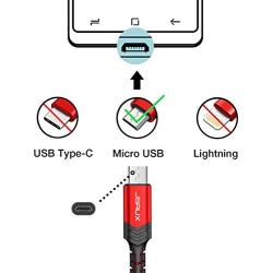 Micro USB Cable Android Charger, JSAUX (2-Pack 6.6FT) Micro USB Android Charger Cable Nylon Braided Cord Compatible with Galaxy S7 S6 J7 Edge Note 5, Kindle. MP3 and More-Red