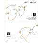 Slocyclub Oversized Blue Light Blocking Glasses for Women Men Non Prescription Metal Square Computer Glasses