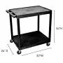 Luxor 2 Shelf Utility Cart Black - Small - HE38-B Luxor 2 Shelf Utility Cart Black - Small - HE38-B
