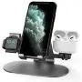 3 in 1 Aluminum Charging Station for Apple Watch Charger Stand Dock for iWatch Series SE/6/5/4/3/2/1, iPad, AirPods Pro/2/1 and iPhone 12/11/Xs/X Max/XR/X/8/ 8P/7/7P/6S/6S（ Space Gray）