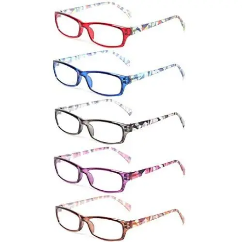 Reading Glasses 5 Pairs Fashion Ladies Readers Spring Hinge with Pattern Print Eyeglasses for Women Reading Glasses 5 Pairs Fashion Ladies Readers Spring Hinge with Pattern Print Eyeglasses for Women