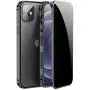 Jonwelsy Anti Peeping Case for iPhone 12 (6.1 Inch), Double-Sided Anti Spy Tempered Glass Privacy, 360 Degree Protection Cover, Magnetic Adsorption Metal Bumper for iPhone 12 (Black)